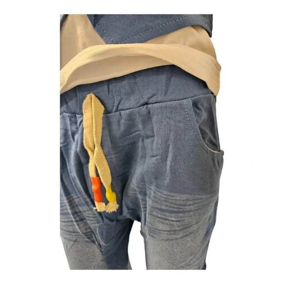 3T Baby Boys White and Blue Shorts and Tshirt Faux Vest 2pcs Set - Picture 4 of 6